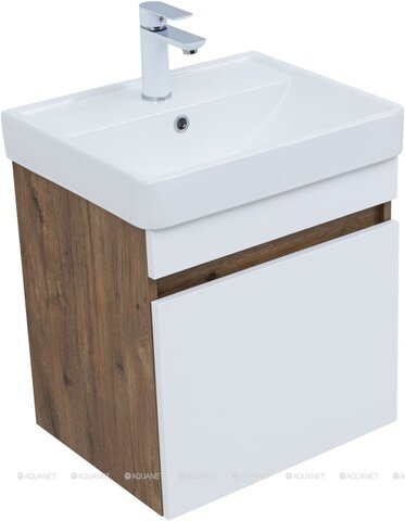 Aquanet 345348 Тумба с раковиной Оптима 50 цв. дуб рустикальный/белый сатин (345348)