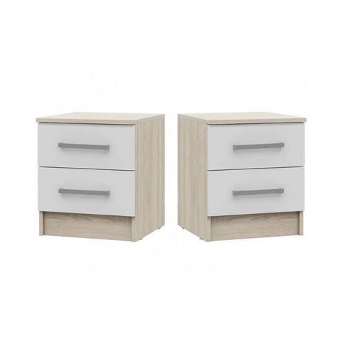 Тумбы Ким (комплект тумб 2 шт.) (Белый глянец холодный, сонома)