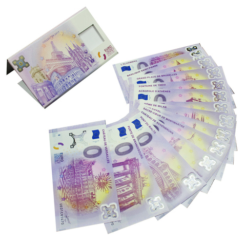 Набор из 15 сувенирных банкнот 0 евро 2017 год. UNC