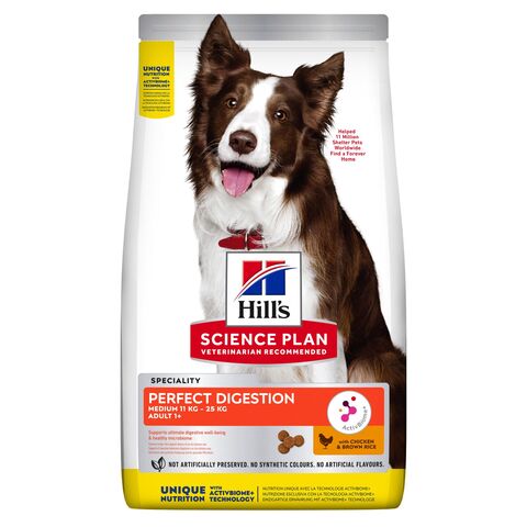 Hill's SP Perfect Digestion собаки средних пород для пищеварения курица/коричневый рис сухой (2,5 кг)