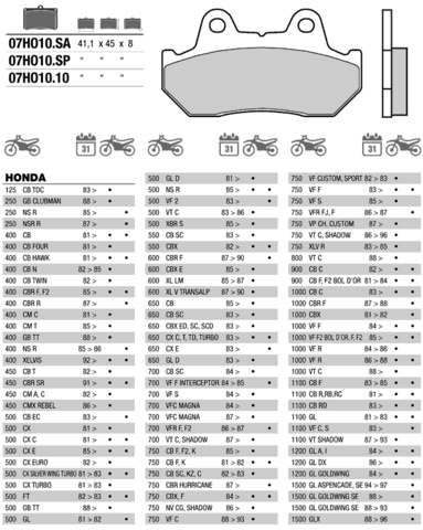 07HO1010 колодки тормозные МОТО(FDB244)