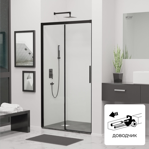 RGW 34121216-14 Душевая дверь RGW LE-12B Чёрный Прозрачное