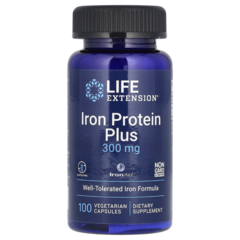 Life Extension Iron Protein Plus 300mg 100 veg caps , Железо плюс белок