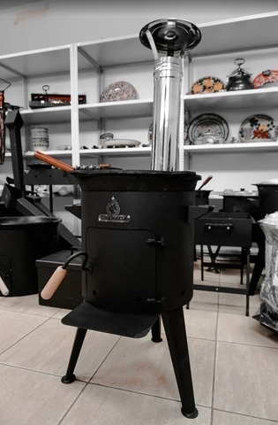 Комплект "Печка с трубой Granada Premium + казан 22 литра"