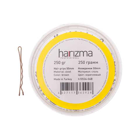 Невидимки для волос Harizma, 50 мм, прямые, коричневые (h10535-04B)
