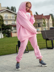 Худи женское оверсайз с начесом basis розовый