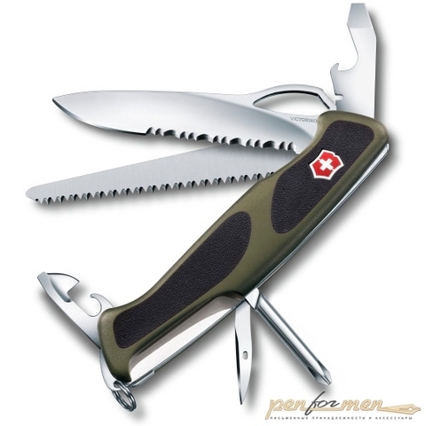Нож перочинный Victorinox RangerGrip 178 130мм 12 функций зелено-черный (0.9663.MWC4)