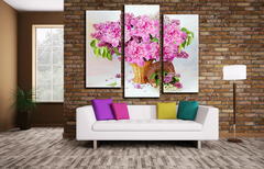 Модульная картина "Корзина с розовыми пионами"