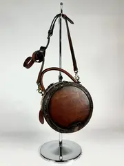 Женская винтажная круглая сумка из натуральной кожи цвет орех пикан