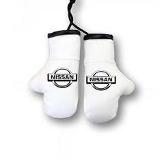 Перчатки боксерские комбинированные "Nissan", белые с черным