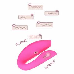 Розовый вибратор для пар «Оки-Чпоки» с вакуумно-волновой стимуляцией клитора - 