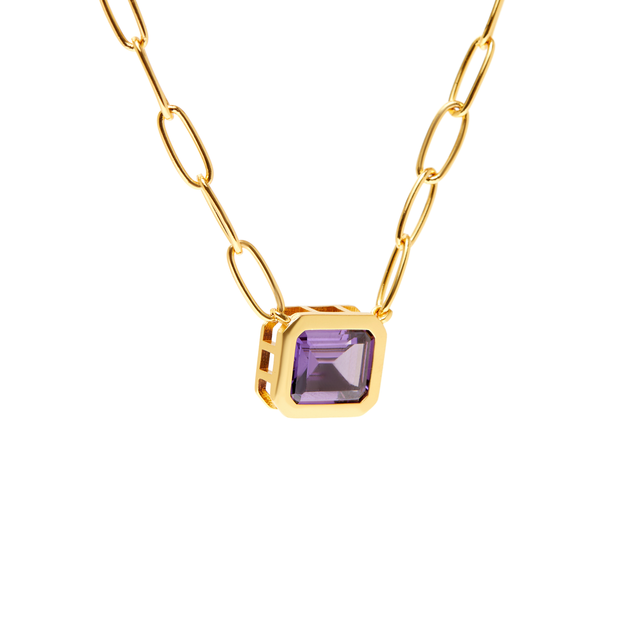 VIVA LA VIKA Колье Piped Edge Squere Crystal Necklace – Purple
