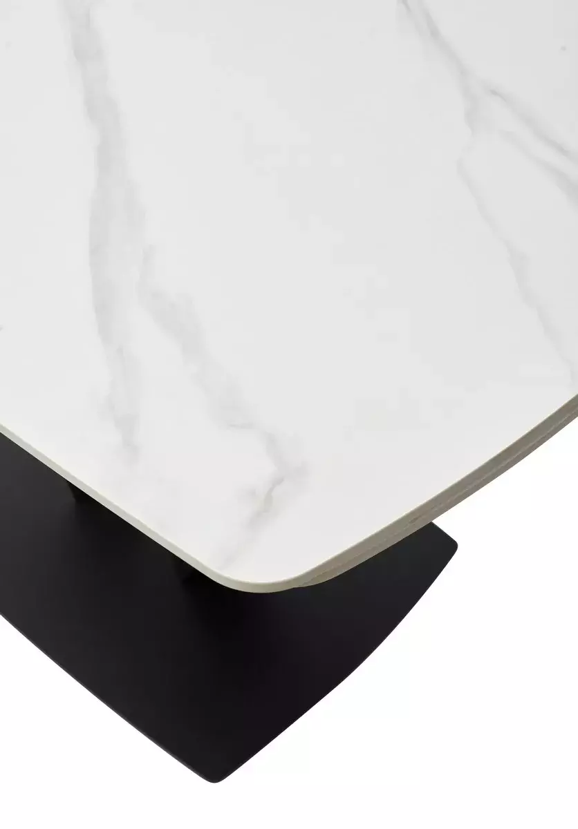 Стол ALATRI 120 MATT WHITE MARBLE SOLID CERAMIC / BLACK, DISAUR