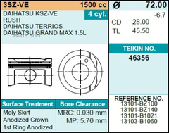 Поршень двигателя TEIKIN 46356 STD (4шт/упак)