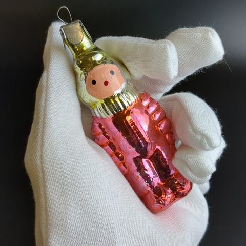 Ёлочная игрушка "Космонавт", стекло, подвесная, винтаж СССР 1960-1980 гг