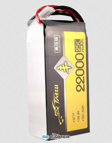 АКБ GensAce Tattu AGRI 22000mAh 22.8V HV 25C 6S1P Lipo Soft Pack XT90-S
