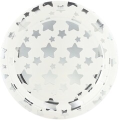 Тарелки, Звезды Микс, Серебро на белом, 18 см, 6 шт.