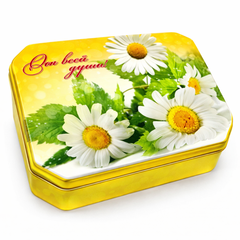 Черный индийский чай РОМАШКИ "От всей души!", 80 г жестяная подарочная упаковка