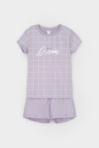 пижама  для девочки  К 1642/лепесток орхидеи,двойная клетка