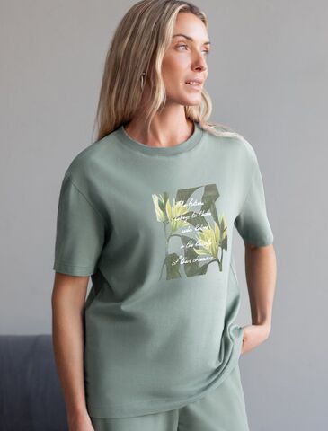 Футболка с принтом свободная эластичная из премиального хлопка  D49.136 (130798)