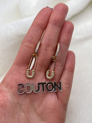 Серьги кольца золотистые с подвесками 