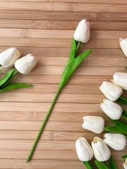 Тюльпаны реалистичные искусственные, Молочные, нежные, латексные (из фоамирана), 34 см, букет из 15 штук