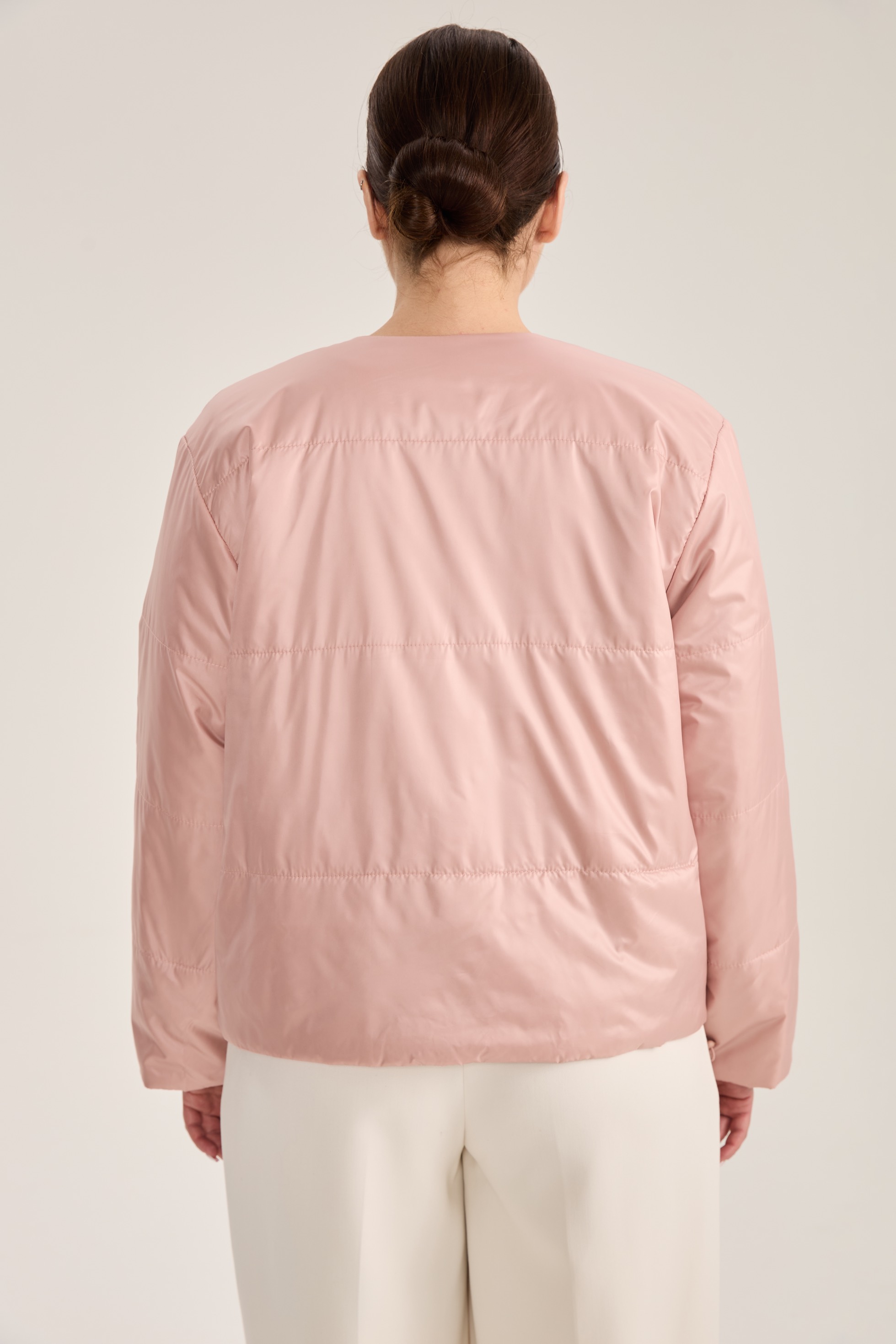 Куртка стеганая короткая, пудра