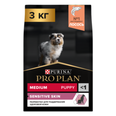 Pro Plan сухой корм для щенков средних пород с чувствительной кожей (лосось) 3 кг