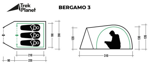 Картинка палатка туристическая Trek Planet Bergamo 3  - 2