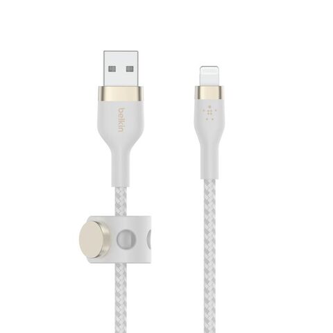 Кабель Belkin BoostCharge PRO Flex USB-A-Lightning Braided Silicone Cable, 1м, белый