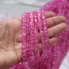 Хрусталь (стекло) граненный, кубик, фуксия, 6 мм, 1 нить, К212