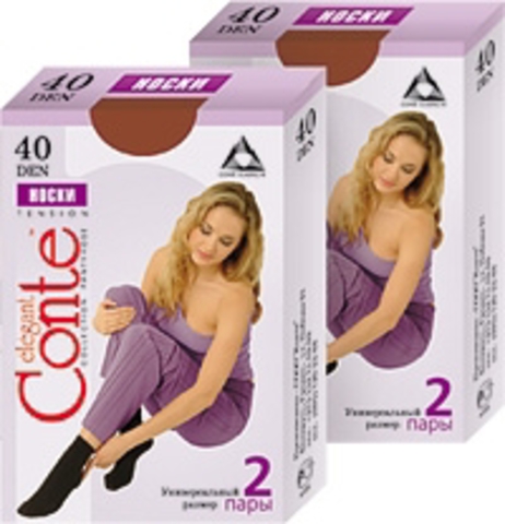 Conte Носки ж. Tension 40 d (2 пары) Lycra кор. р. 23-25 bronz