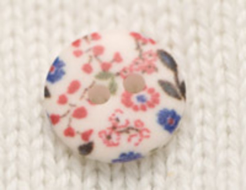 Пуговица с цветочным орнаментом, с красными и синими цветами, плоская, 12 мм
