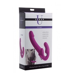 Безремневой вибро страпон Evoke Vibrating Strapless Silicone Strap-on Dildo, фиолетовый, 24 см