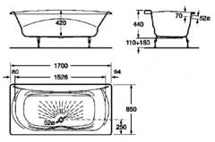 ВАННА ЧУГУННАЯ ROCA AKIRA 170x85