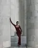 Платье Wave sleeve, Бордовый