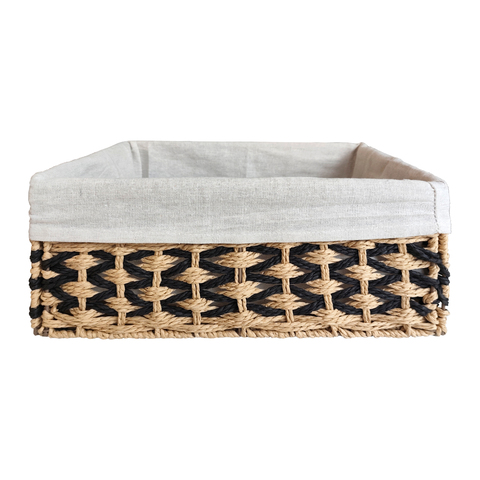 Корзина плетёная Lofsen, 38х28х16 см, натуральный бежевый/черный, джут