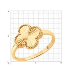 Кольцо Trendi GOLD клевер с алмазными гранями (гильоше) из золота 585 пробы