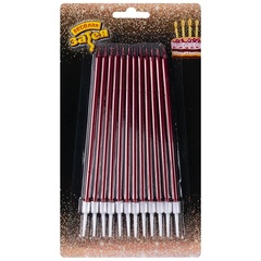 Свечи для торта Бордовые с подставкой, 13 см, 12 шт.