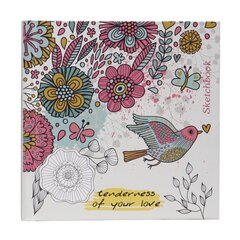 
          Скетчбук 150*150 мм., 80л., "Птица и цветы", 100 г/м2, Проф-Пресс, 7БЦ, ламинация, жёсткая подложка, белый офсет