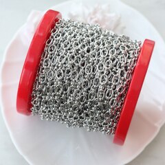 Цепочка 9*6 мм, родий, 50 см, А116