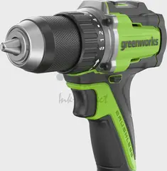 Дрель-шуруповерт аккумуляторный Greenworks DD560, 24V, б/щет, 0-500 / 0-2000 об/мин, 30/60 Нм, 13мм, Anti-kickback, 1х4Ач, ЗУ, кор (3708407CUB)