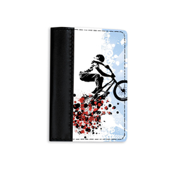 Обложка на паспорт комбинированная "Велосипедный спорт", черная