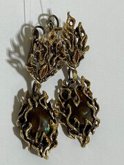 Огненный агат (серебряные серьги)