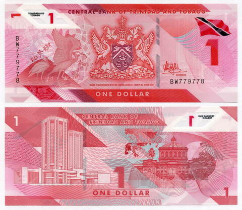 Банкнота Тринидад и Тобаго 1 доллар 2020 год. UNC (пластик)