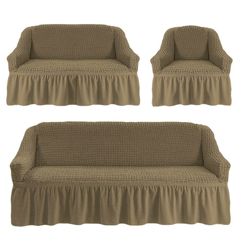 Чехлы на трехместный диван и двухместный диван + кресло,темно-оливковый