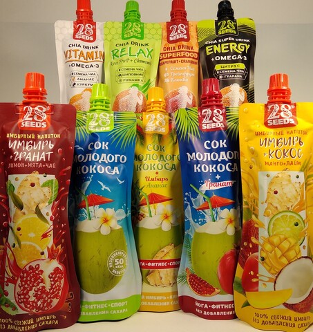 «Полезные напитки», набор продуктов №32 «Живи без сахара» / кокосовый напиток / имбирный напиток / напиток с семенами чиа