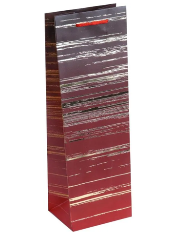 Пакет подарочный с мат. лам. и глиттером 12x36x9 см Блеск, красный, 210 гр