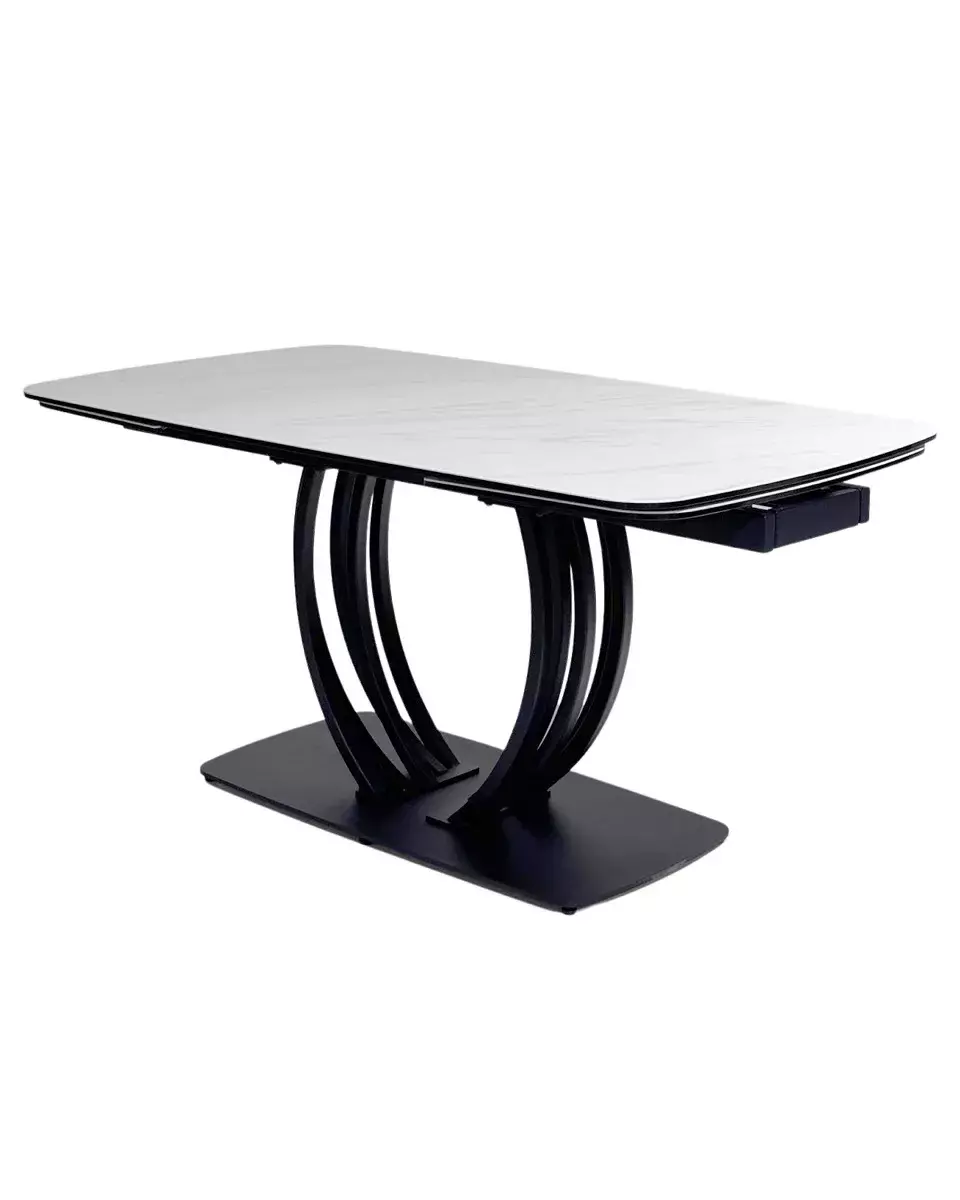 Стол MATERA 160 MARBLES KL-99 Белый мрамор матовый, итальянская керамика/ черный каркас, DISAUR