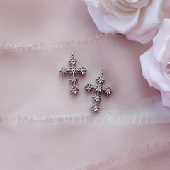 Подвеска Крест 21*14 мм, родий, П961